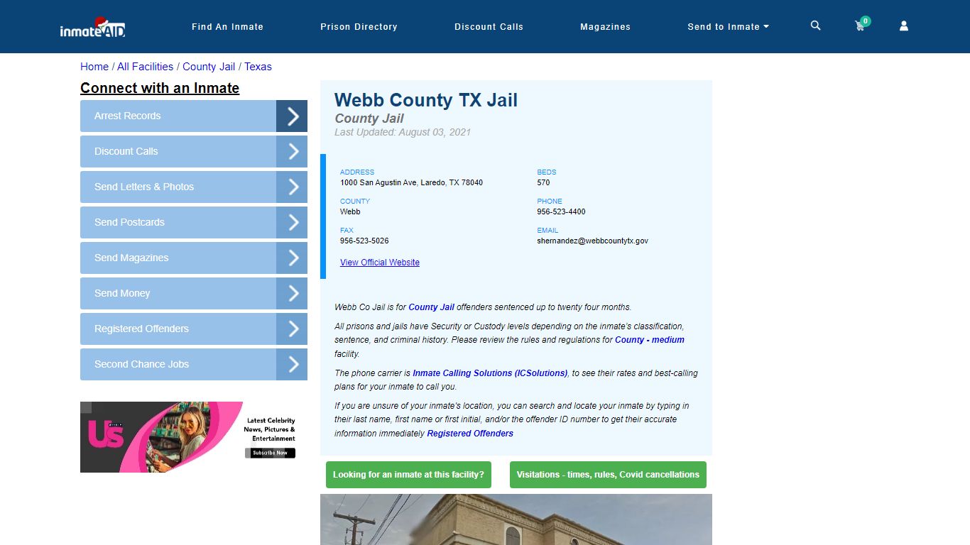 Webb County TX Jail - Inmate Locator - Laredo, TX