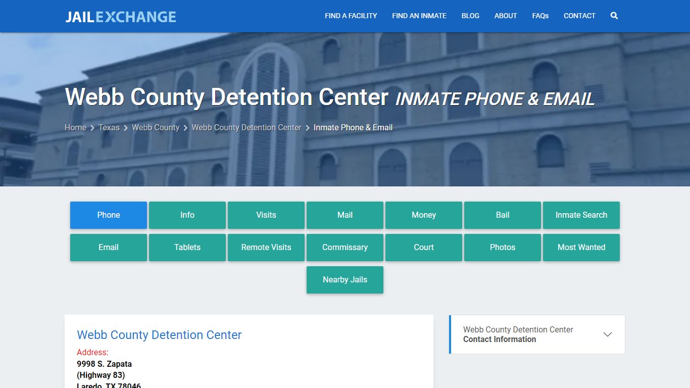 Inmate Phone - Webb County Detention Center, TX - Jail Exchange